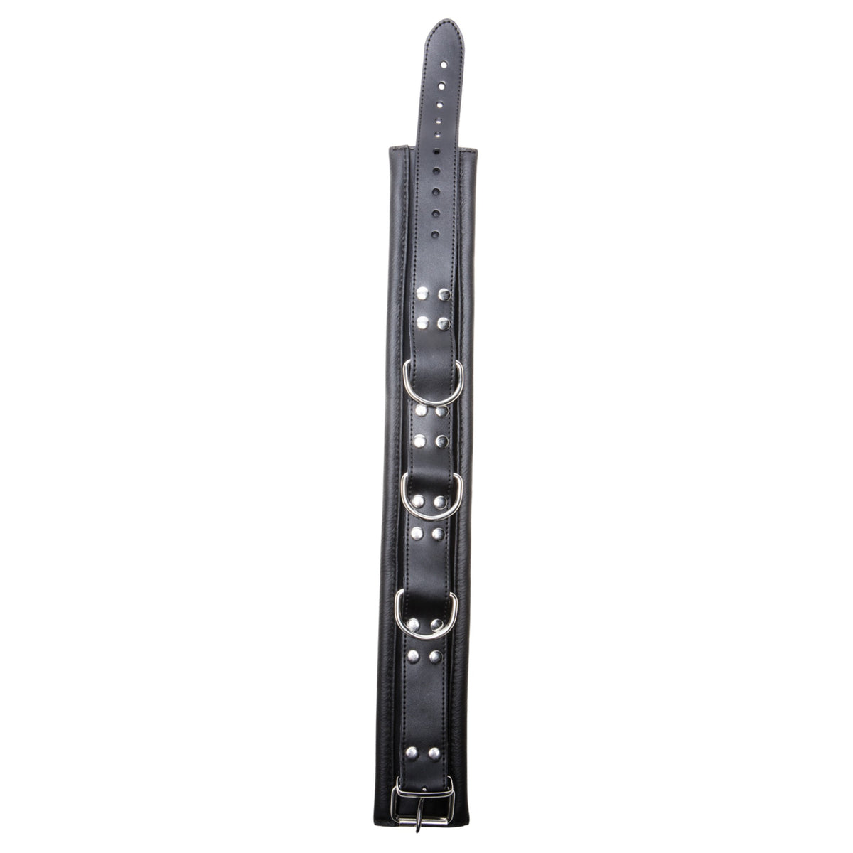 Allure X Play adjustable leather bondage collar black with silver studs with hook adjustments