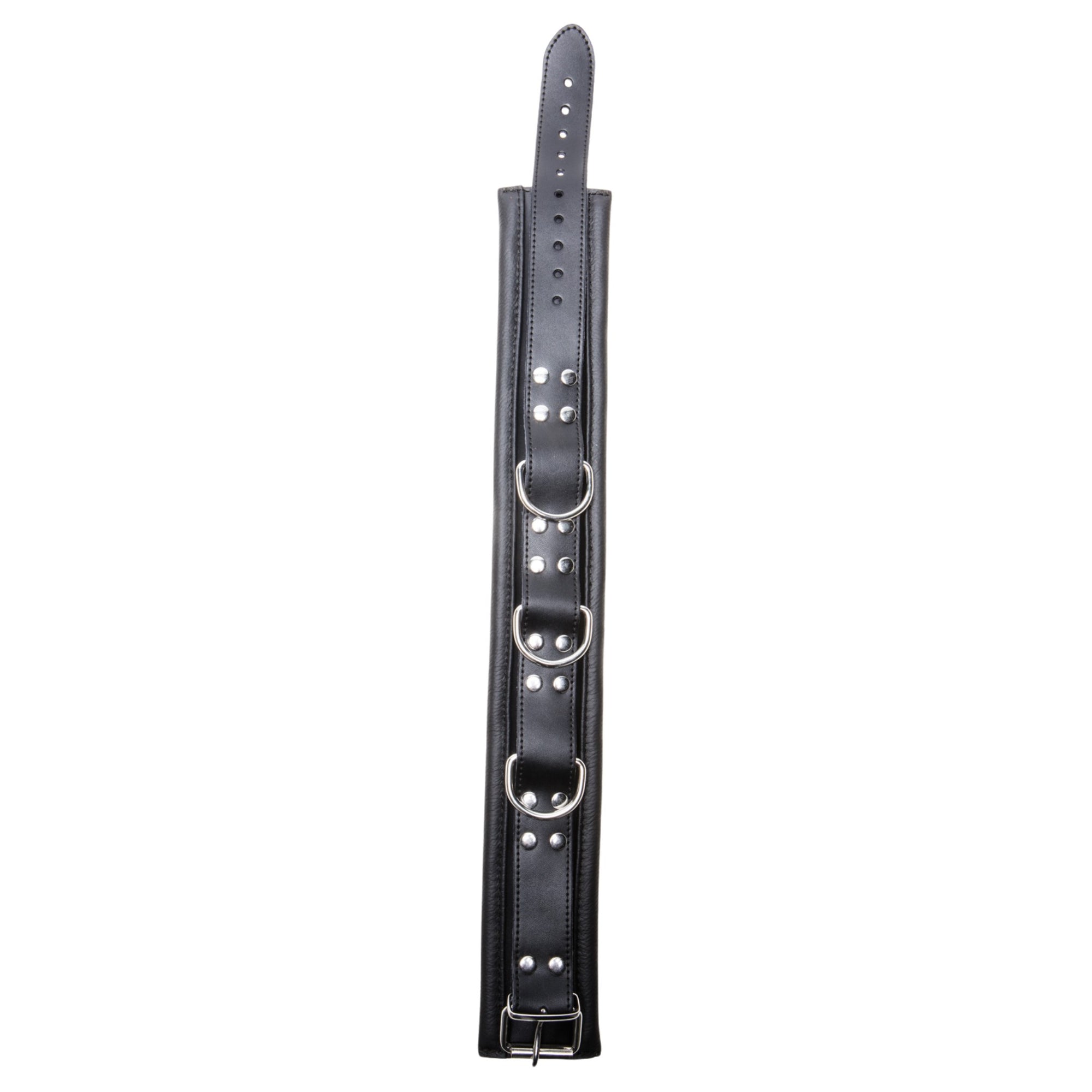 Allure X Play adjustable leather bondage collar black with silver studs