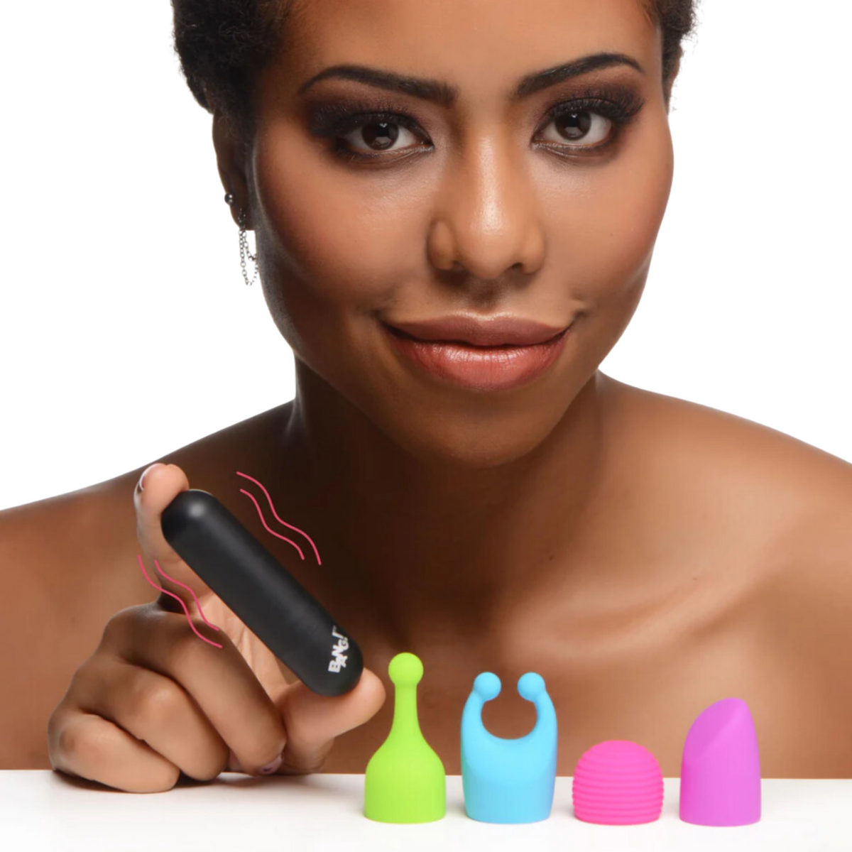 Bang Rechargeable Bullet With 4 Glow In The Dark Attachments - Bossy Lingerie Boutique