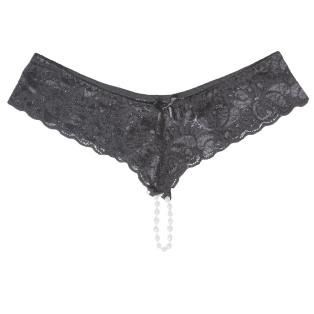 Coquette Black Pearl Crotch Lace With Low Profile Cut. Soft Stretchy Lace. Stimulating panty for women