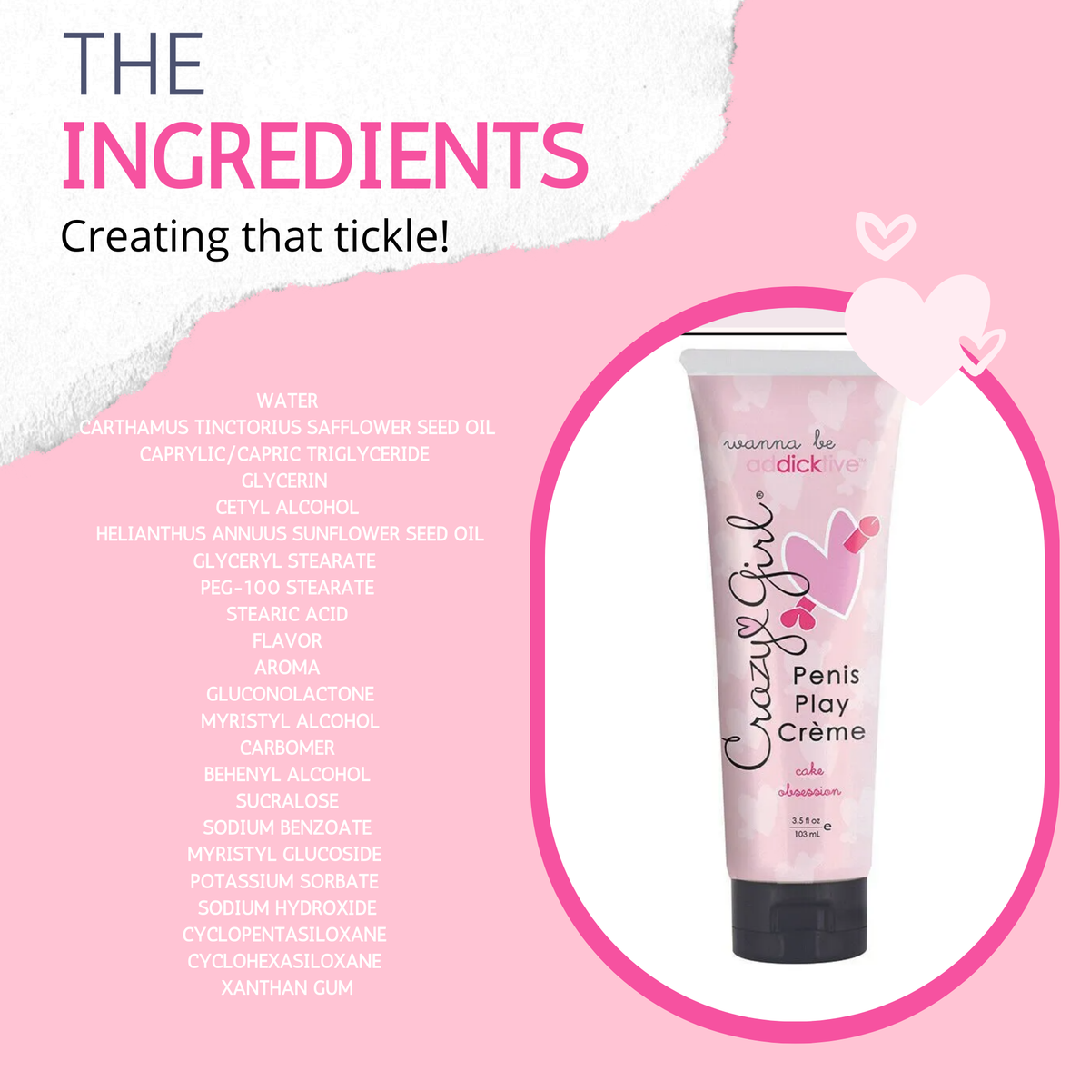 Crazy Girl Cake Obsession Penis Play Creme. Penis Creme For A Perfect Hand Job Ingredients