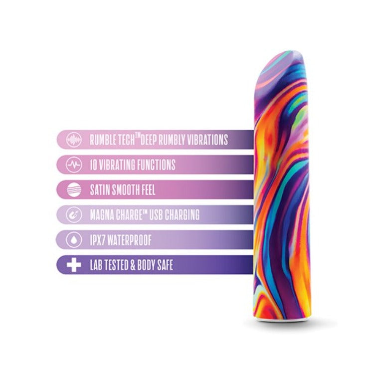 Limited Addiction - Psyche - Power Vibe - Rainbow - Are you ready for your newest addiction? The Limited Addiction Psyche Power Vibe is a colourful and sleek bullet vibrator that delivers 10 deep, rumbly vibrations with the superior Rumble Tech motor!