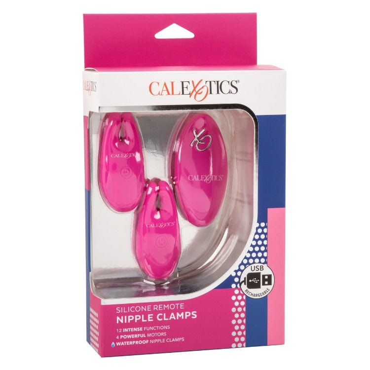 Pink Silicone Remote Control Nipple Clamps - Blur the borders between pleasure and pain even further with the game-changing Silicone Remote Nipple Clamps. This daring designer nipple clamp features 12 independently controlled functions of vibration and a remote control, clamp these multi-use teasers to your body and enjoy every rush of stimulation.