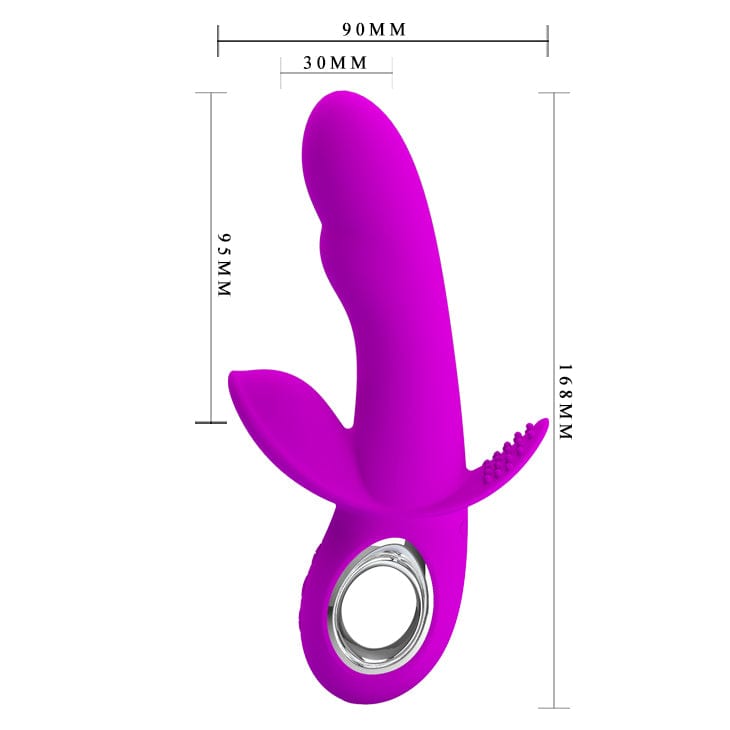 Pretty Love Humphray Bendable Front and Back Rabbit - Experience intuitive hands-free pleasure with the Pretty Love 12 Function Remote G-spot Massager. Expertly sculpted to hug your G spot and Clitoris, this sleek silicone massager taint for your explosive enjoyment.