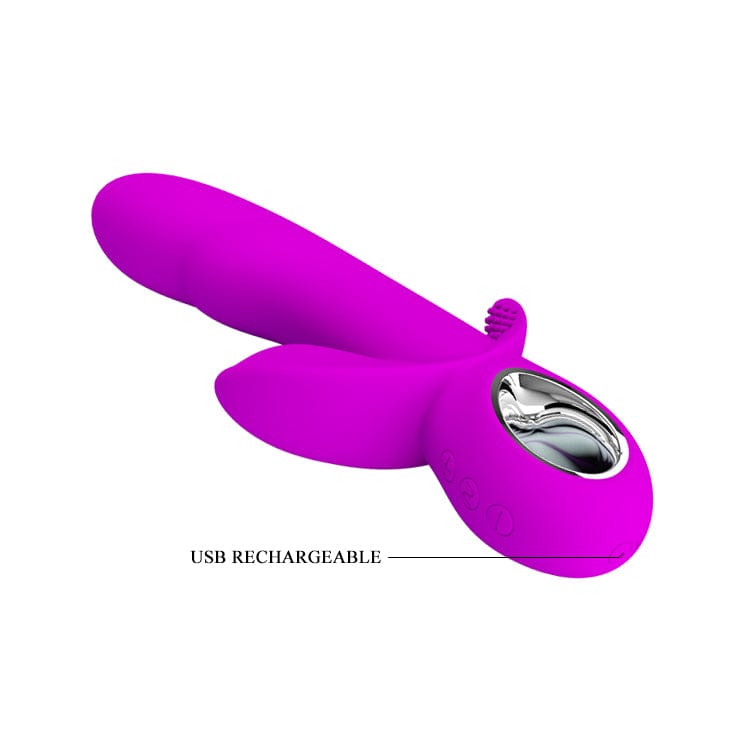 Pretty Love Humphray Bendable Front and Back Rabbit - Experience intuitive hands-free pleasure with the Pretty Love 12 Function Remote G-spot Massager. Expertly sculpted to hug your G spot and Clitoris, this sleek silicone massager taint for your explosive enjoyment.