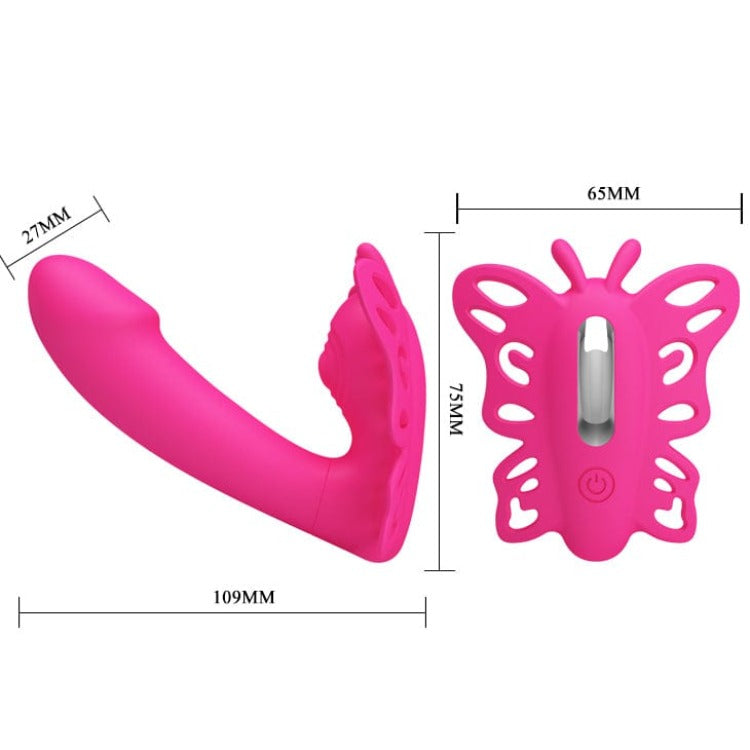 Pretty Love Katherine Wearable Butterfly Vibrator - Experience intuitive hands-free pleasure with the Pretty Love 12 Function Remote G-spot Massager. Expertly sculpted to hug your G spot and Clitoral, this sleek silicone massager taint for your explosive enjoyment.