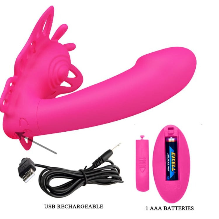 Pretty Love Katherine Wearable Butterfly Vibrator - Experience intuitive hands-free pleasure with the Pretty Love 12 Function Remote G-spot Massager. Expertly sculpted to hug your G spot and Clitoral, this sleek silicone massager taint for your explosive enjoyment.