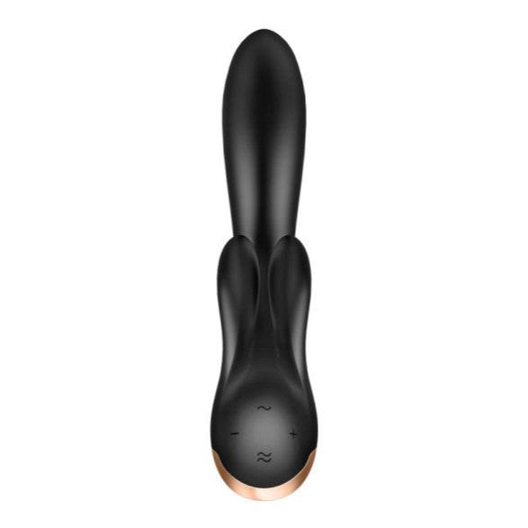 Satisfyer Double Flex App Black Rabbit Vibrator compatible with the free Satisfyer App. 3 Super Strong Power Motors.