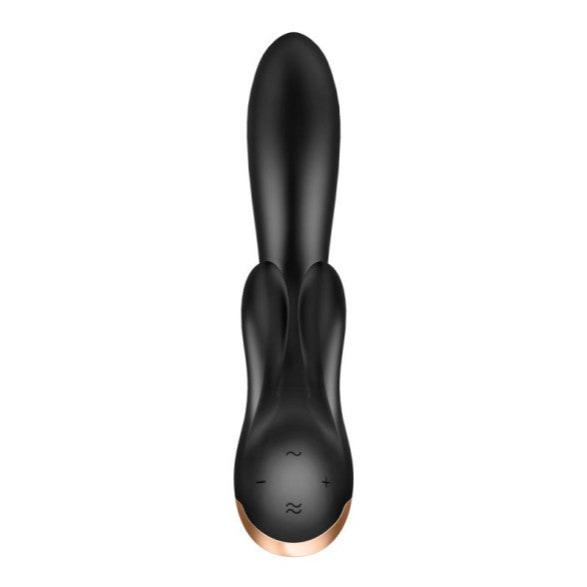Satisfyer Double Flex App - Compatible Black Rabbit Vibrator - Bossy Lingerie Boutique