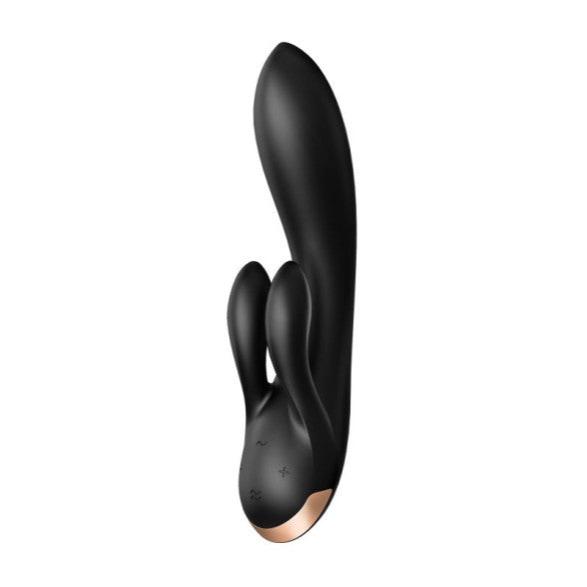 Satisfyer Double Flex App - Compatible Black Rabbit Vibrator - Bossy Lingerie Boutique