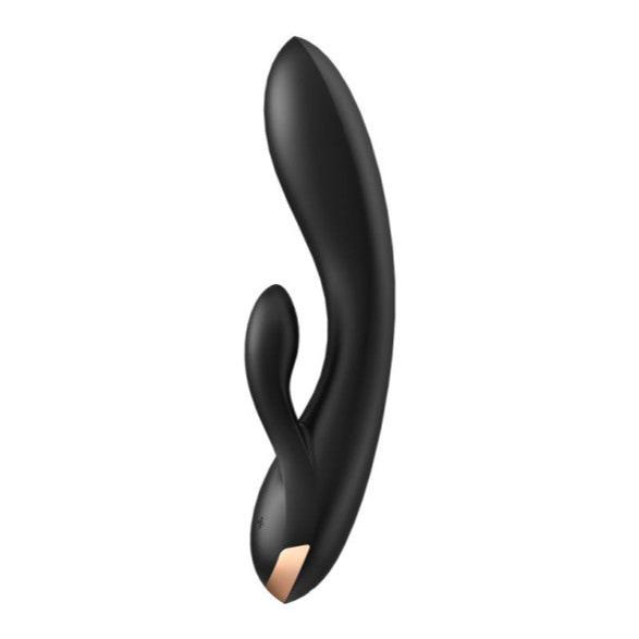 Satisfyer Double Flex App Black Rabbit Vibrator compatible with the free Satisfyer App. 3 Super Strong Power Motors. Clitoris and G-Spot Stimulation.