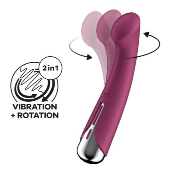 Satisfyer Spinning G-Spot 1: in addition to 12 varied vibration programs, this beautifully designed love toy comes with an additional rotation feature to tease your vaginal sweet spot. The spinning, rhythmic motion combined with the vibrator&#39;s flattened tip provide perfect G-spot stimulation.