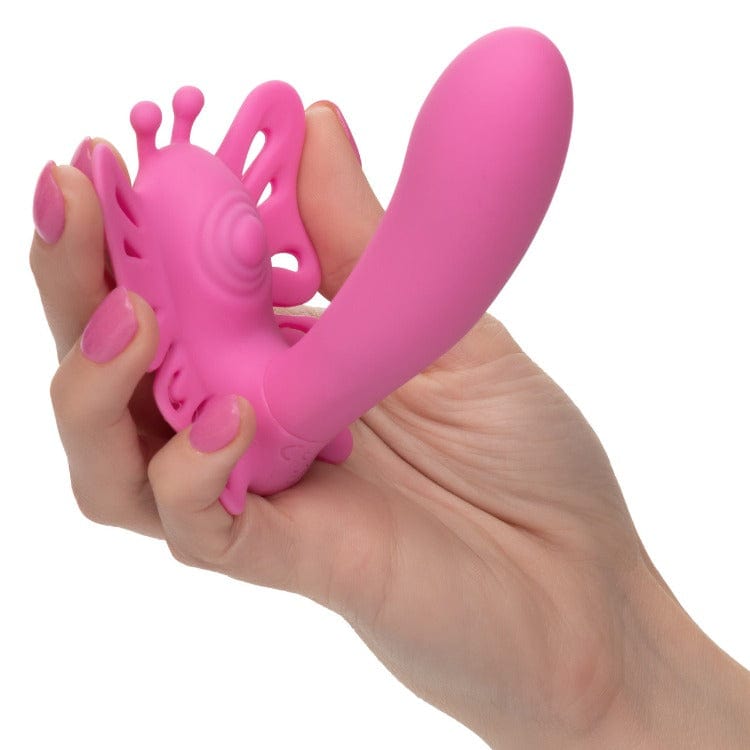 Venus Butterfly Silicone Remote Pulsating Venus G - The now world-famous Venus Butterfly collection has done it again with a sensually thumping probe and 12 intense functions of vibration. Spread your wings and tease on-the-go with the ravishing remote control range of up to 32.5 feet away! While the sensually curved vibrator delivers knee-shaking g- spot stimulation.