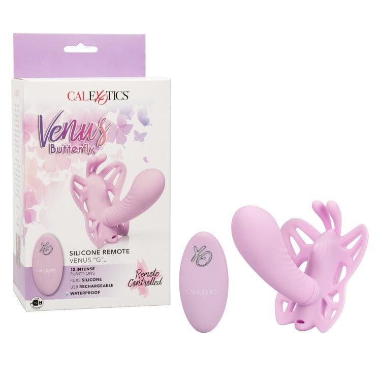 Venus Butterfly Silicone Remote Venus G Spot - Prepare to be thrusted into a world of full-contact stimulation with the Venus Butterfly Silicone Remote Venus “G”! The now world-famous Venus Butterfly Vibrator collection has done it again with an intimately contoured shape, pliable G-spot Massager and 12 intense functions of vibration. 