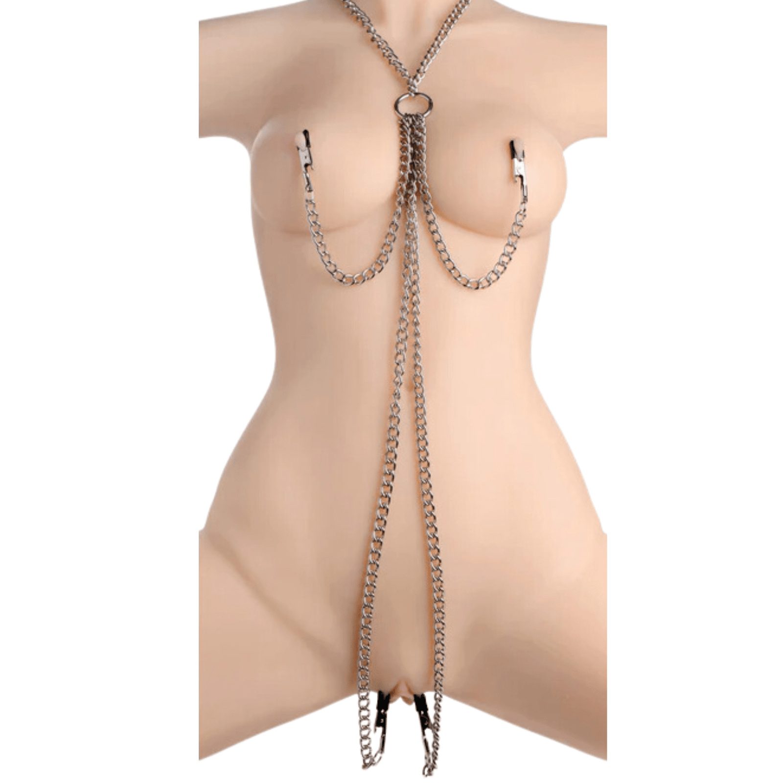 XR Brands Collar Nipple And Clit Clamp Set - Bossy Lingerie Boutique