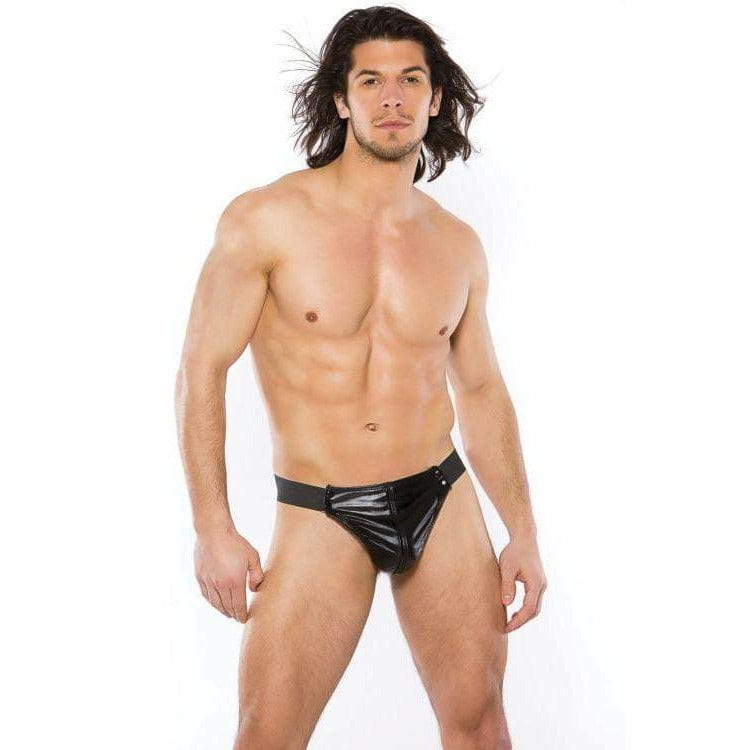 SNAP OPEN FRONT WETLOOK THONG (O/S).