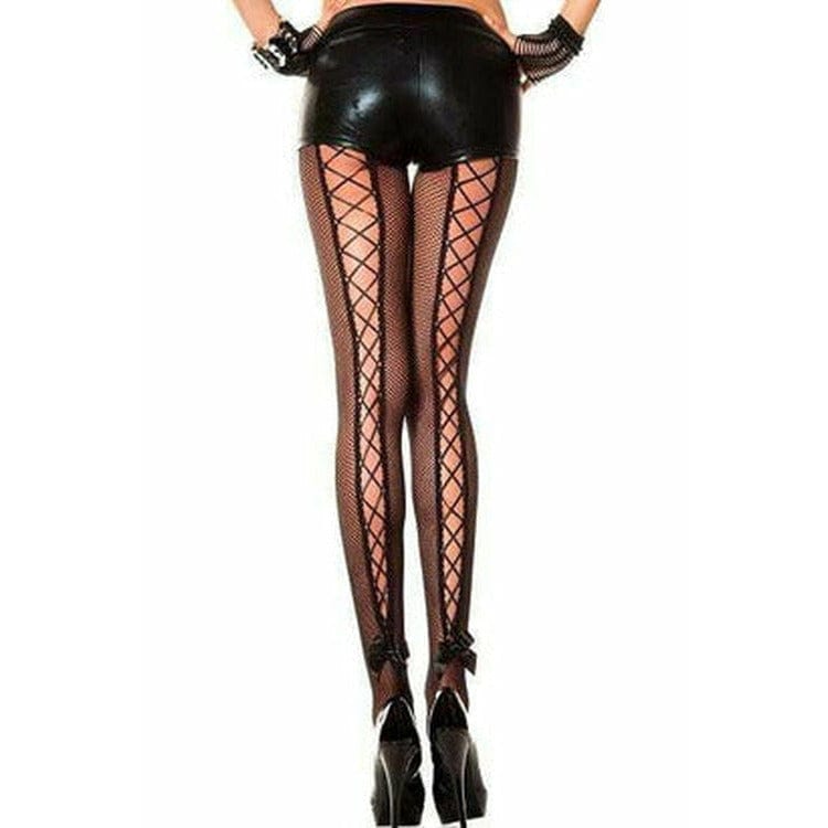 DELICIOUS LACE UP FISHNET PANTYHOSE (O/S,PLUS SIZE).