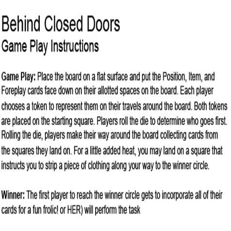 BEHIND CLOSED DOORS BOARD GAME FOR LOVERS.