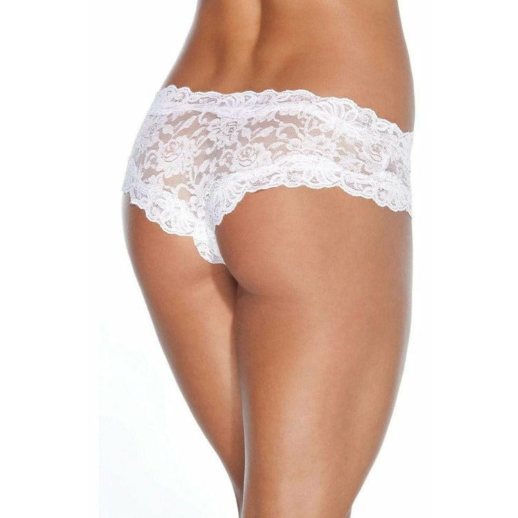 FLORAL LACE CROTCHLESS PANTY (O/S,PLUS SIZE).