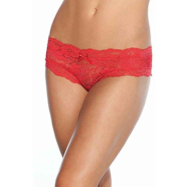 FLORAL LACE CROTCHLESS PANTY (O/S,PLUS SIZE).