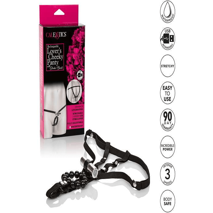 RECHARGEABLE LOVERS JOCK WITH PLEASURE BEADS (O/S).