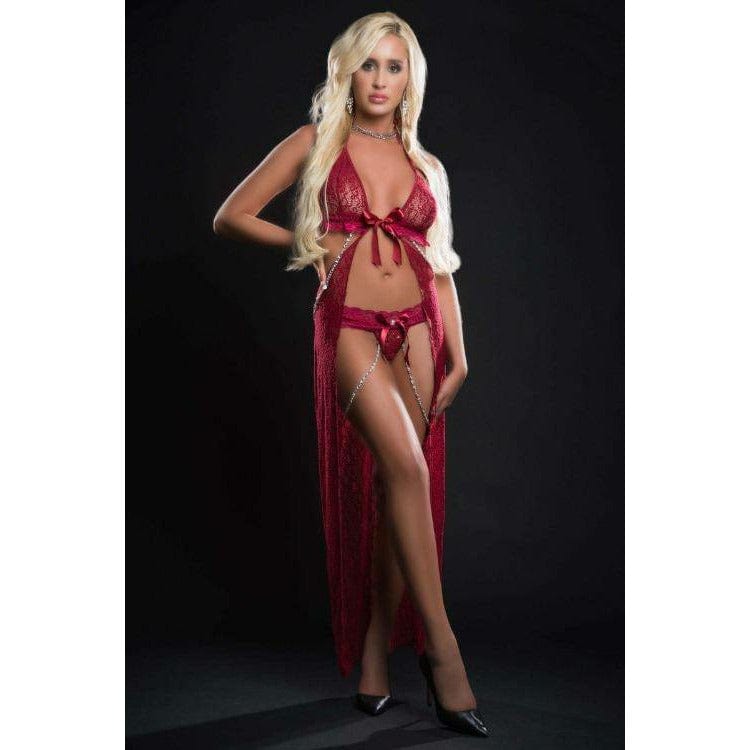 Red Berry Night Gown Set - Bossy Lingerie Boutique