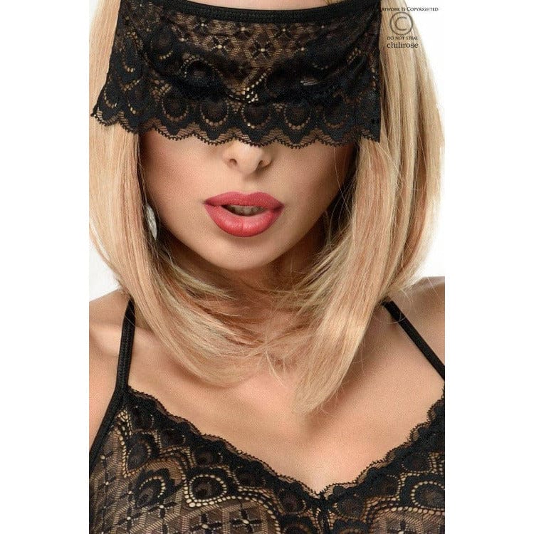 Chilirose Erotic Lace Teddy Set With Matching Gloves And Blindfold