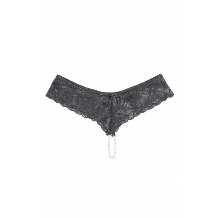 Arousing Black Pearl Crotch Lace Panty