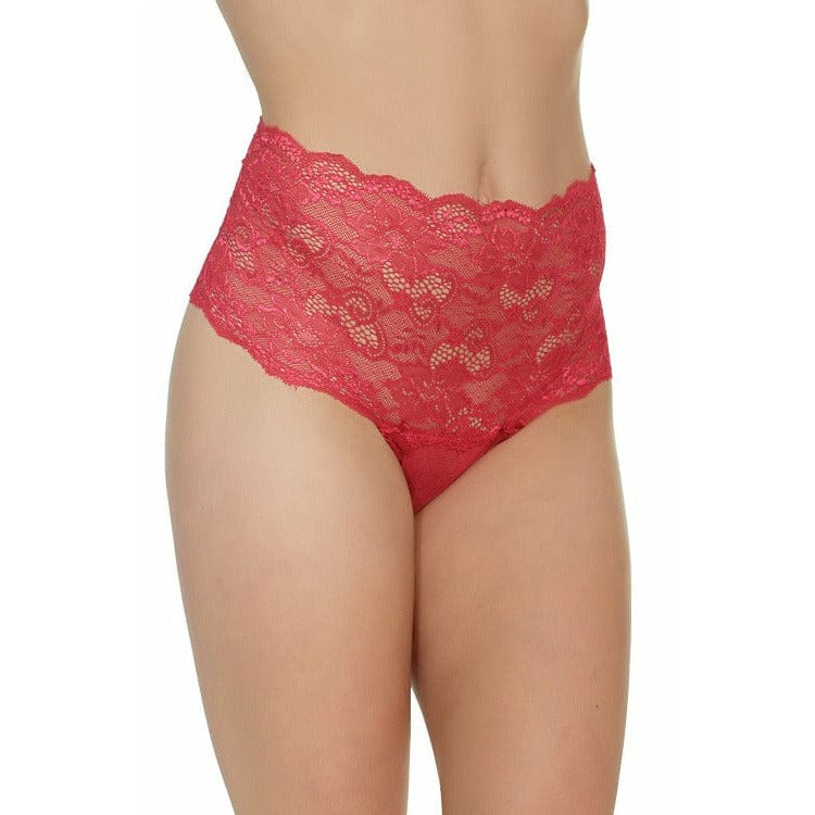 Coquette Lingerie Mesh High Waisted Thong Available In Black, Red And White