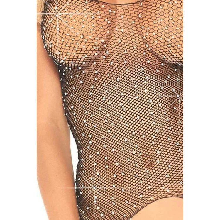 Crystalized Fishnet Tank Body Stocking - Bossy Lingerie Boutique