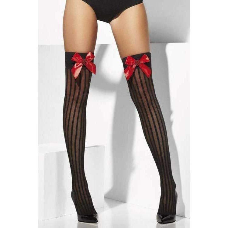 BOW &amp; HEART THIGH HIGH STOCKINGS (O/S) - Bossy Lingerie Boutique