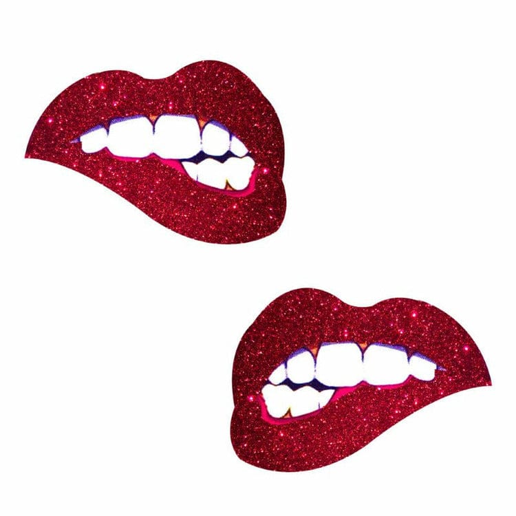 Freaking Awesome Red Glitter Bite Me Nipztix Pasties - Bossy Lingerie Boutique