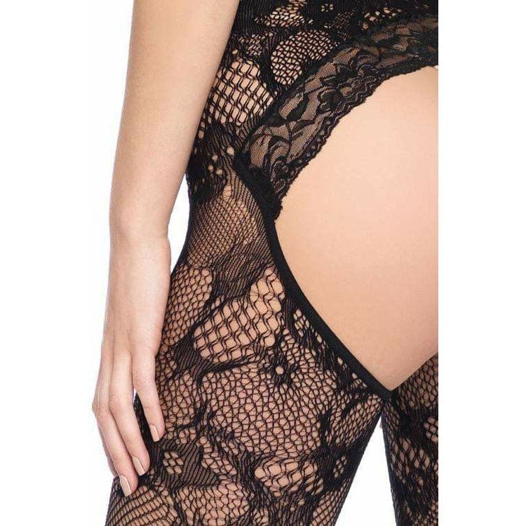 LACE KEYHOLE BODYSTOCKING WITH CHEEKY CUTOUT BOTTOM (O/S) - Bossy Lingerie Boutique