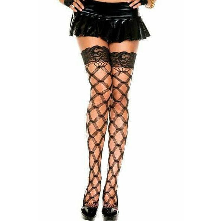 WILD DIAMOND NET THIGH HIGHS (O/S,PLUS SIZE).