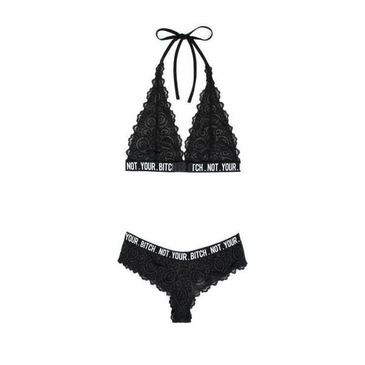 NOT YOUR BITCH BRALETTE &amp; CHEEKY PANTY SET (S,M,L,XL) - Bossy Lingerie Boutique