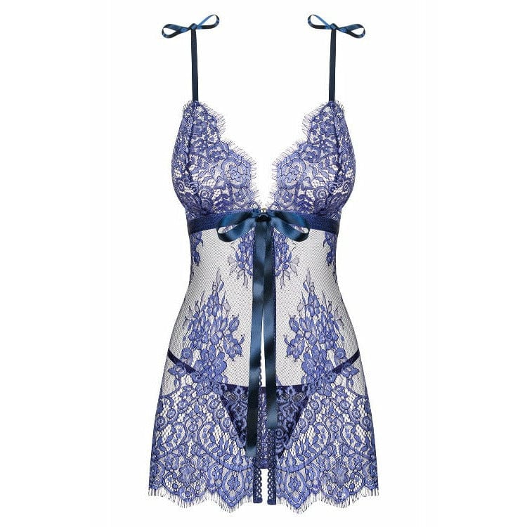 Obsessive Lingerie Flow Lace Shade Of Blue Babydoll Set