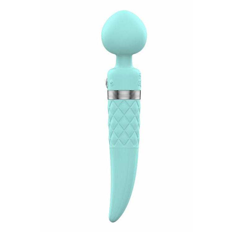 Pillow Talk Teal Luxury Dual Ended Warming Massager Wand With Swarovski Crystal