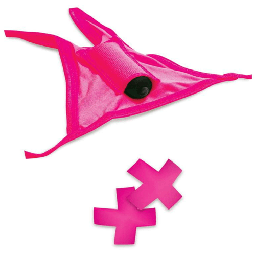 Pink Neon Crotchless Panty And Pasties Set - Bossy Lingerie Boutique