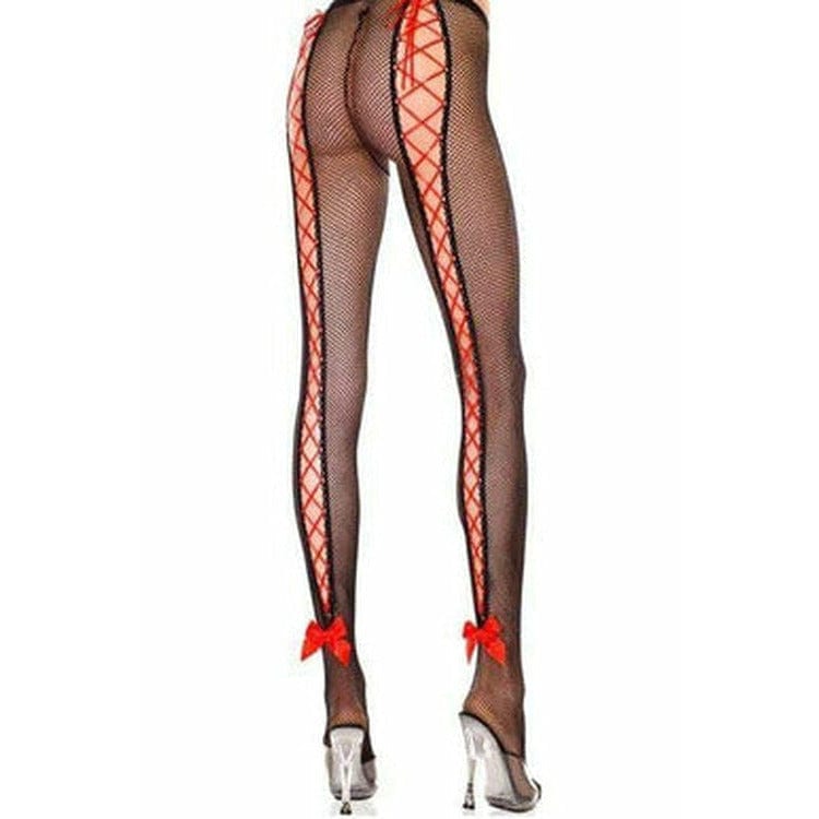 DELICIOUS LACE UP FISHNET PANTYHOSE (O/S,PLUS SIZE).