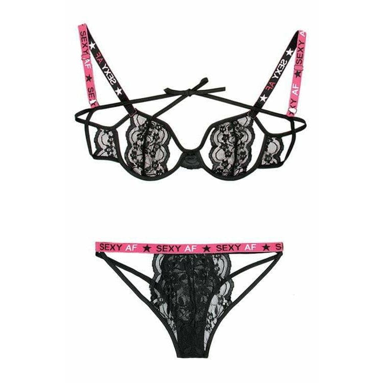 SEXY AF CUTOUT BRA &amp; PANTY SET (S,M,L,XL) - Bossy Lingerie Boutique