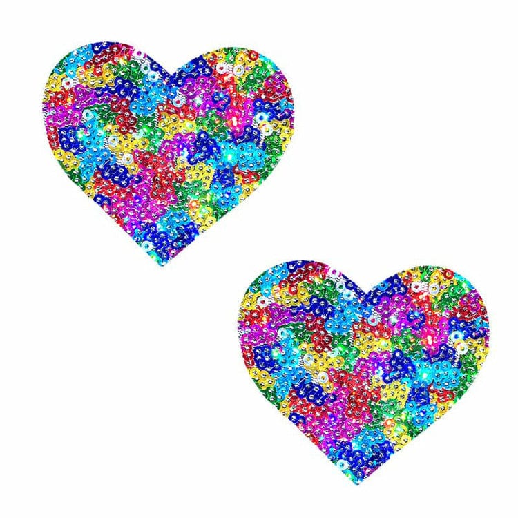 Sparkle Sequin Multicolor I Heart U Nipztix Pasties - Bossy Lingerie Boutique