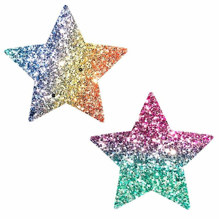 Super Sparkle Rainbow Glitter Star Nipztix Nipple Pasties - Bossy Lingerie Boutique