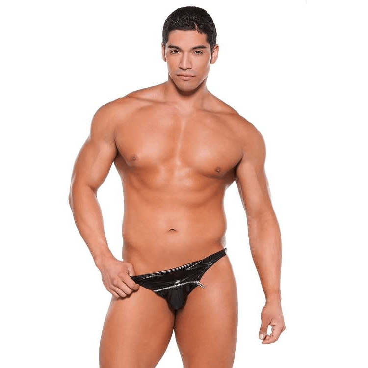Zeus Wet Look Zipper Thong - Bossy Lingerie Boutique