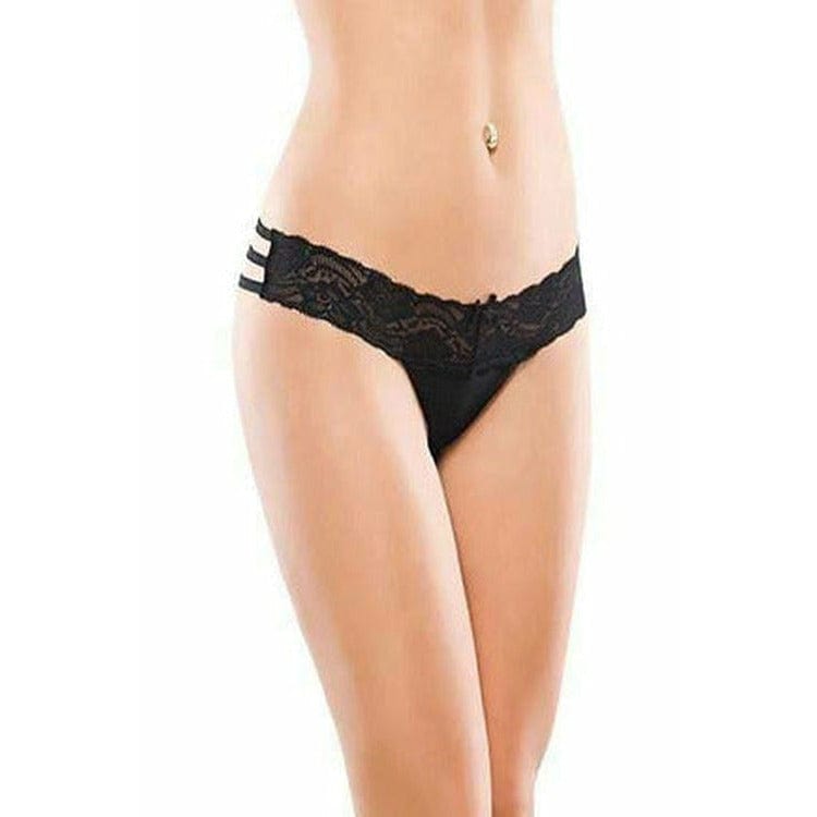 Lace And Lycra Strappy Thong - Bossy Lingerie Boutique