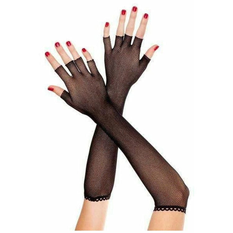 FINGERLESS FISHNET ELBOW GLOVES (O/S).